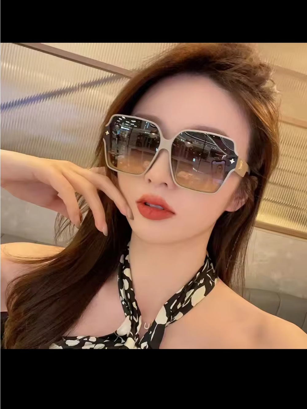 Oversized Square Gradient Sunglasses - Gold Frame